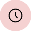 a black clock in a pink circle