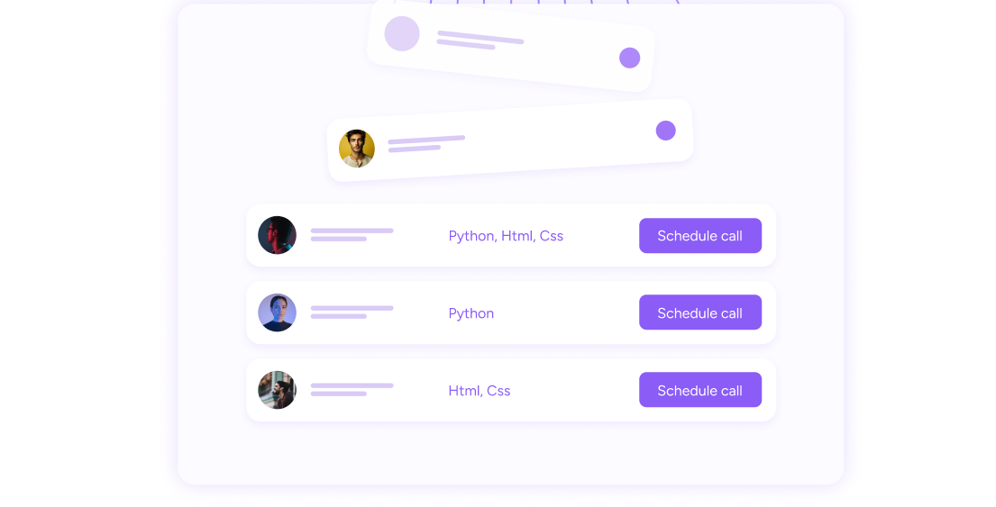 A mobile app displaying a background of purple and white colors.